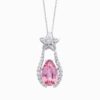 Natural pink tourmaline diamond pendant in 14K White Gold