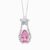 Natural pink tourmaline diamond pendant in 14K White Gold
