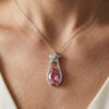 Pink Tourmaline Teardrop Pendant with Diamond Star Top