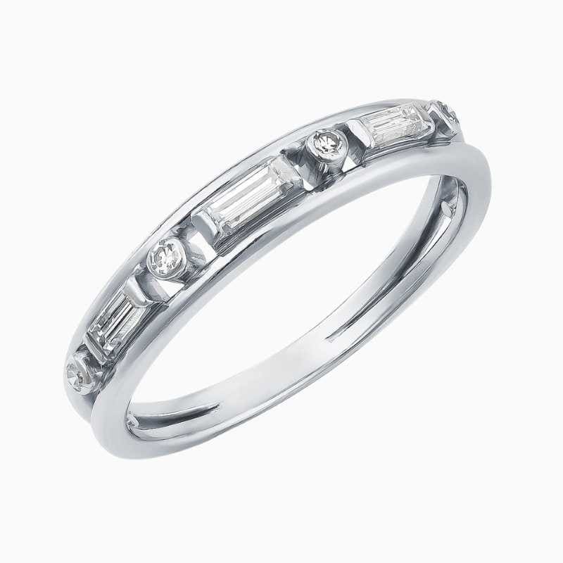 Minimal Diamond Platinum Band Stack Ring