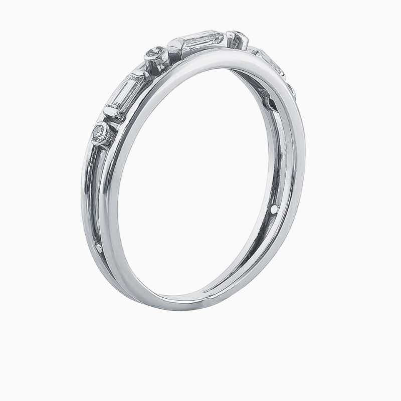 Minimal Diamond Platinum Band Stack Ring - Image 2