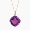Natural amethyst diamond pendant in 14K Yellow Gold
