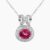 Natural rubellite diamond pendant in 14K White Gold