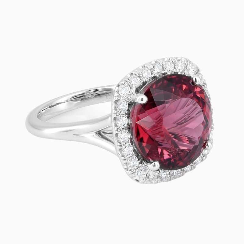 Natural Red Tourmaline ring in 14K White Gold