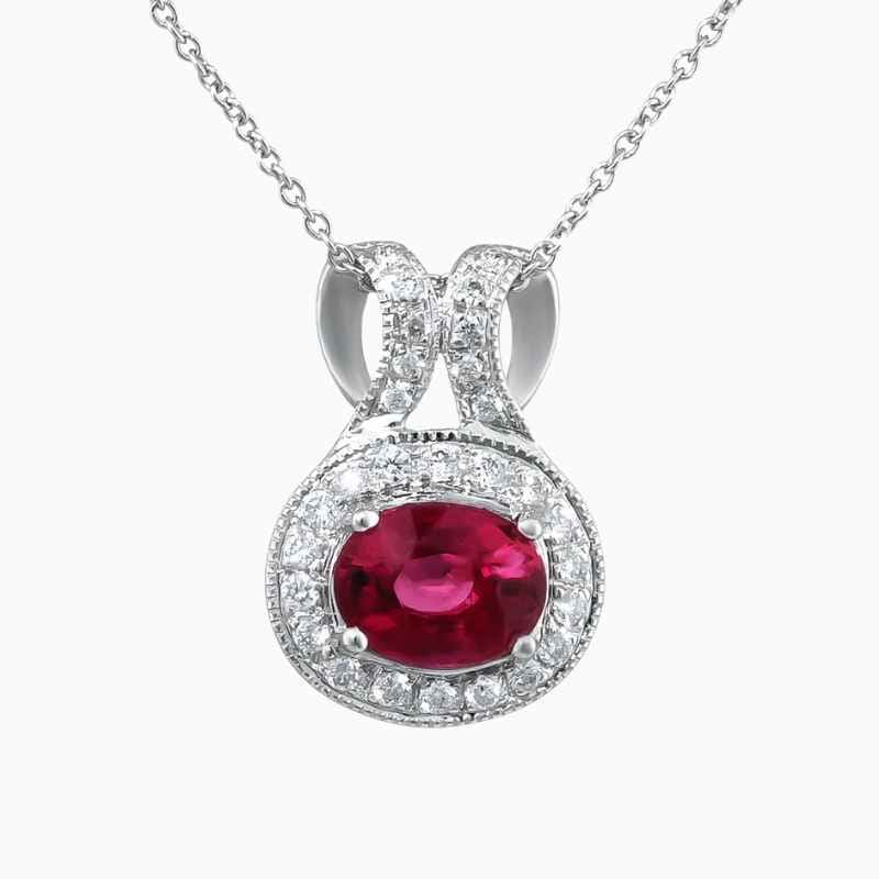 Raspberry Rubellite Diamond Pendant