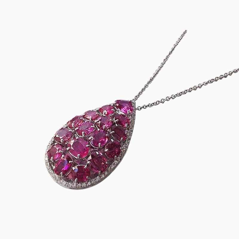 Natural ruby diamond pendant