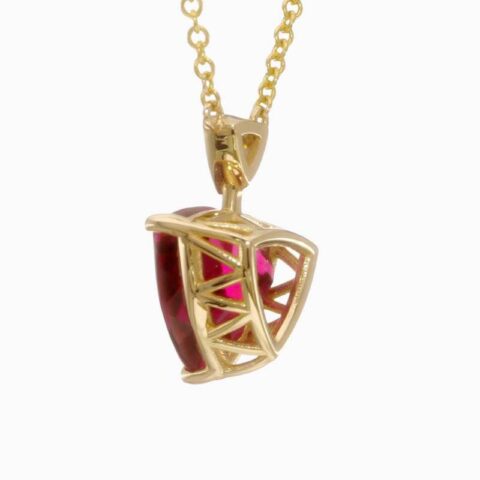 Natural rubellite diamond pendant