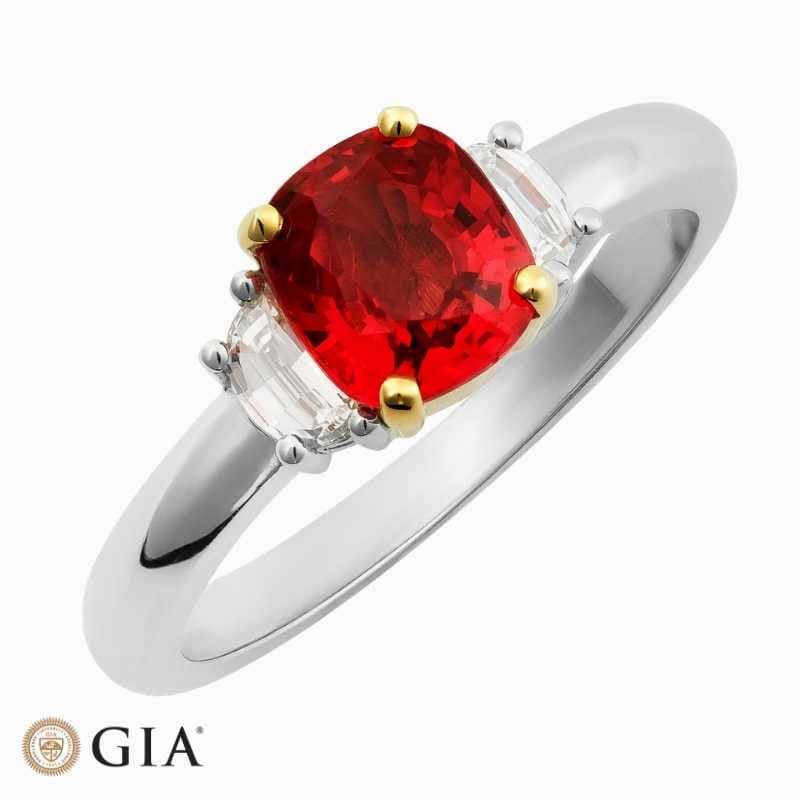 Burmese Spinel Diamond Platinum Ring