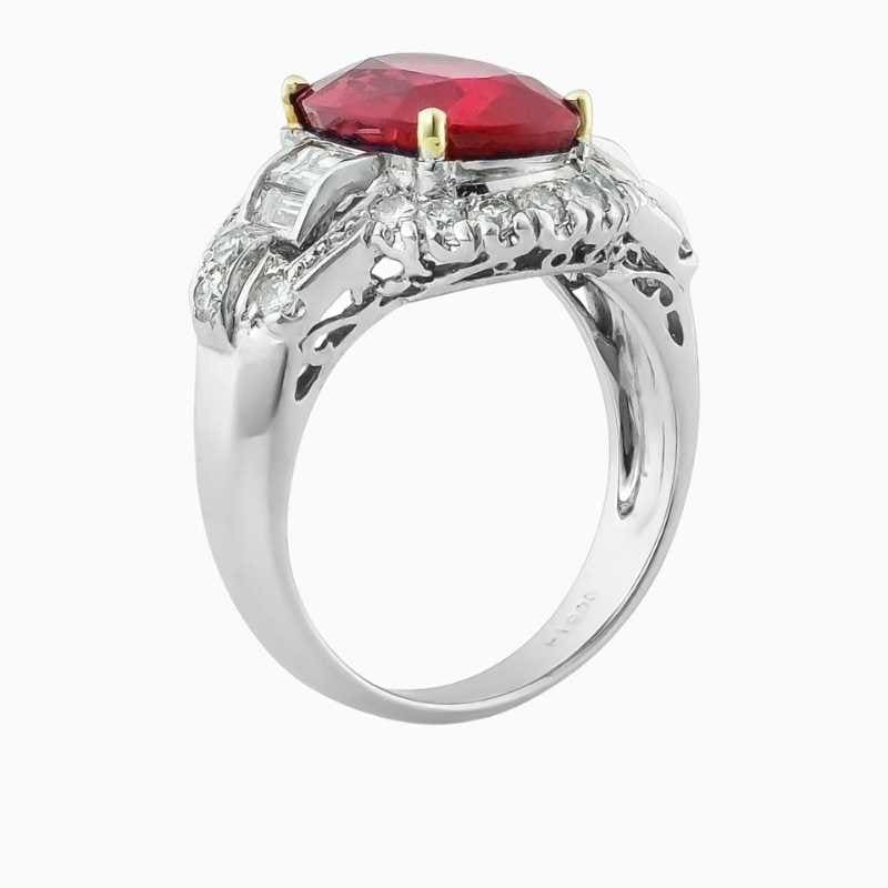Unheated Mozambique Ruby Diamond Ring - Image 2