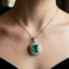 Vintage-Inspired Emerald & Diamond Halo Drop Pendant