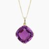Natural amethyst diamond pendant in 14K White Gold