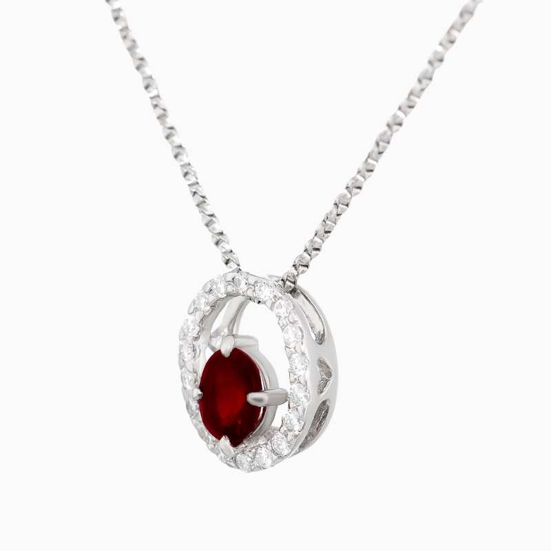 Natural ruby diamond pendant in Platinum