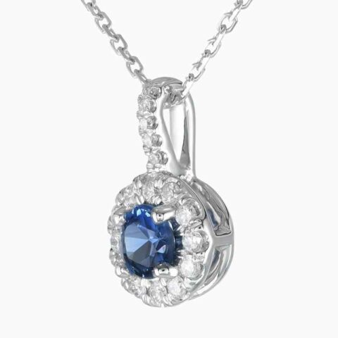 Natural blue sapphire diamond pendant