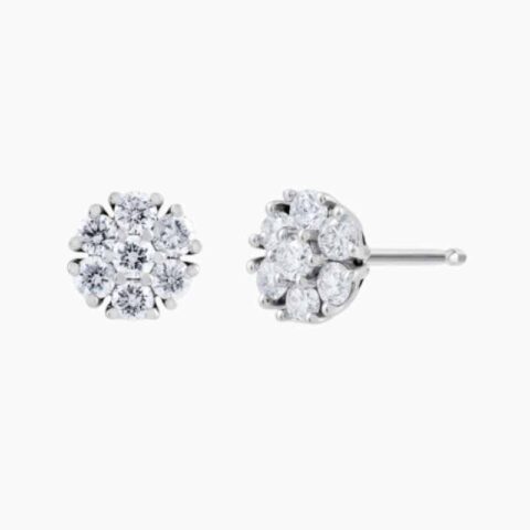 0 70 Carat Flower Natural Diamond Earrings