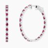 alternating ruby and natural diamond hoop earrings