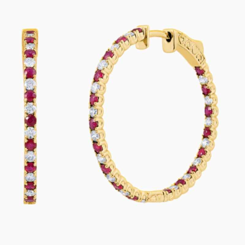 gold alternating ruby hoop