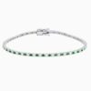Alternating Green Emerald And Lab Grown Diamond Tennis Bracelet with lab grown diamonds in 14k solid gold