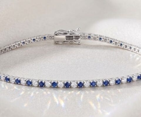 Alternating Sapphire and Natural Diamond Tennis Bracelet