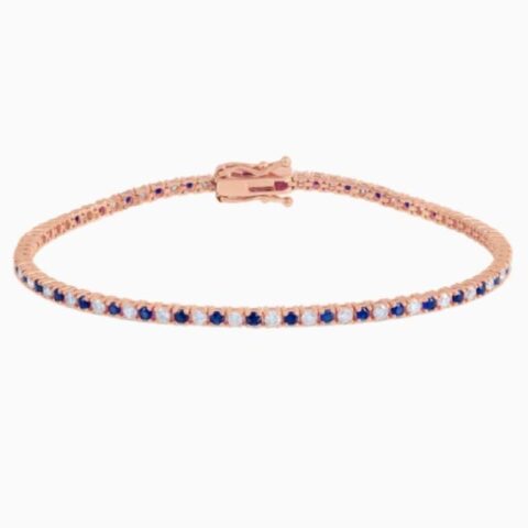 Alternating Sapphire And Lab Grown Diamond Tennis Bracelet with lab grown diamonds in 14k solid gold rose gold