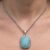 Paraiba agate silver pendant necklace with blue gemstone