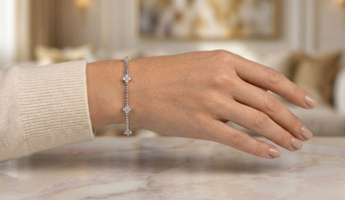 Beaded Flower Diamond Bangle
