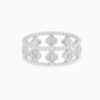 Beaded Lab Grown Diamond Flower Clover Ring