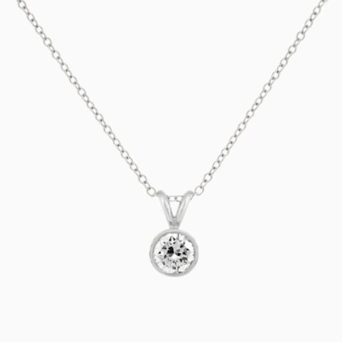 Bezel set IGI certified round cut lab grown diamond solitaire necklace