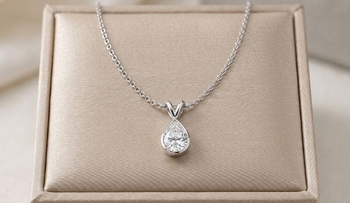 Necklace IGI Pear Cut Lab Diamond Pendant