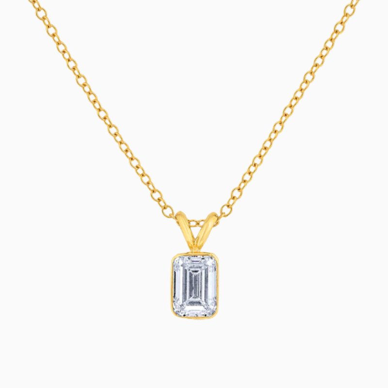 6 prong IGI certified lab grown diamond single stone solitaire necklace 14K gold
