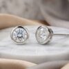 Bezel Set Natural Diamond Stud Earrings