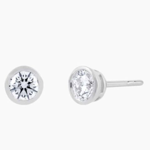 Bezel Set Natural Diamond Stud Earrings