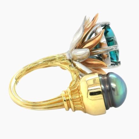 18k 3 tone gold ring