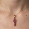 Pink tourmaline gold pendant necklace with pear gemstones