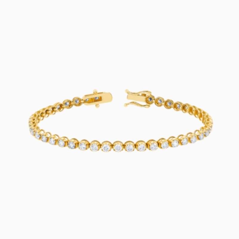 Lab Grown Diamond Buttercup Set Tennis Bracelet with lab grown diamonds in 14k solid gold