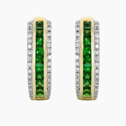 Tsavorite diamond earrings in 14K Yellow Gold