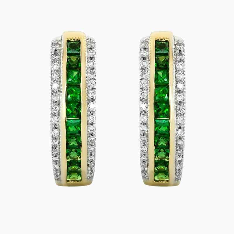 Tsavorite diamond earrings in 14K Yellow Gold