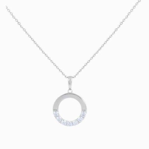 circle half natural diamond necklace