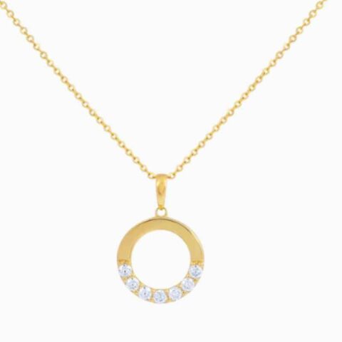 Gold Circle Half Natural Diamond Necklace