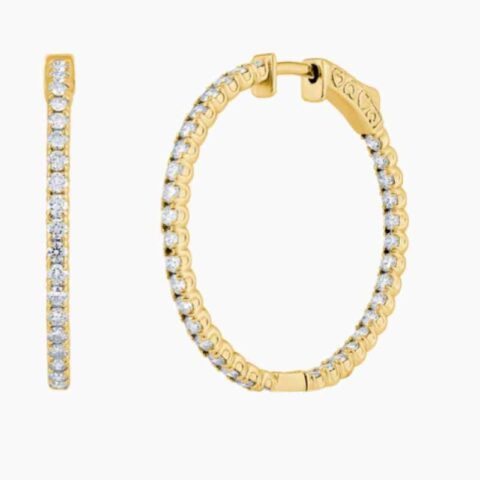 Gold Classic Natural Diamond Hoop Earrings