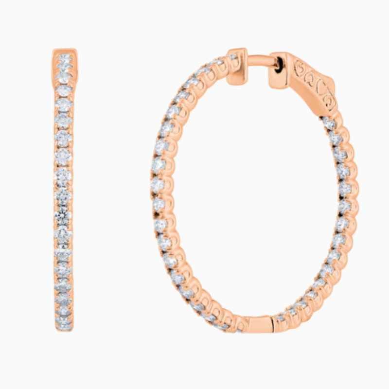 rose gold Classic Natural Diamond Hoop Earrings