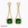 Chrome Tourmaline diamond earrings in 18K Yellow Gold