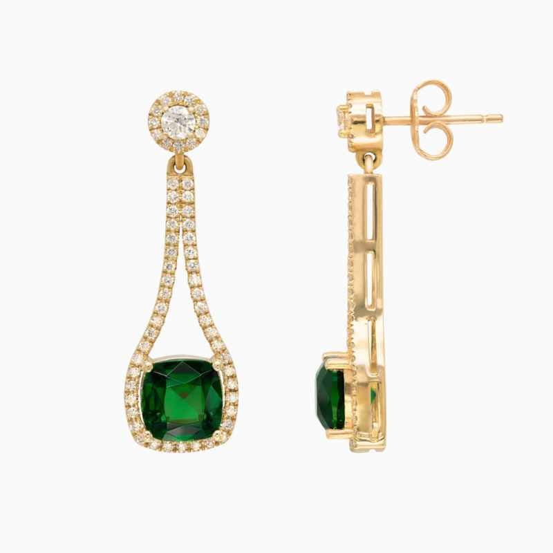 Chrome Green Tourmaline Diamond Earrings