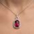 Rubellite diamond halo pendant necklace with cushion gemstone