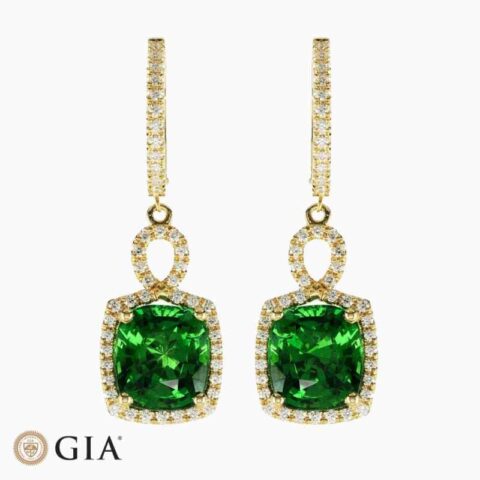 Tsavorite diamond earrings in 18K Yellow Gold