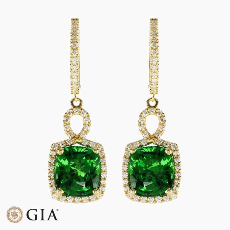Tsavorite diamond earrings in 18K Yellow Gold