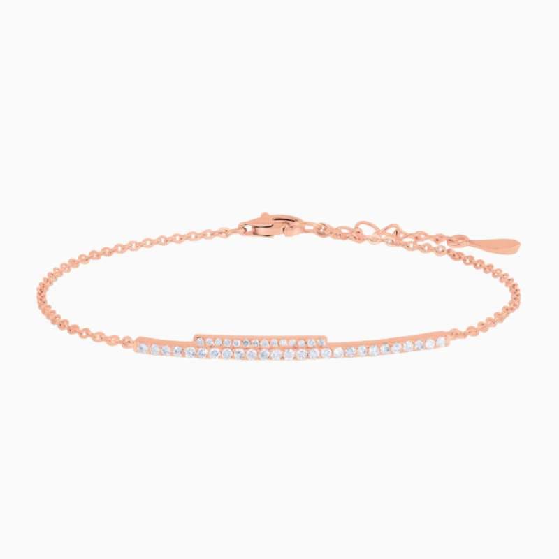 dainty bar natural diamond bracelet rose gold