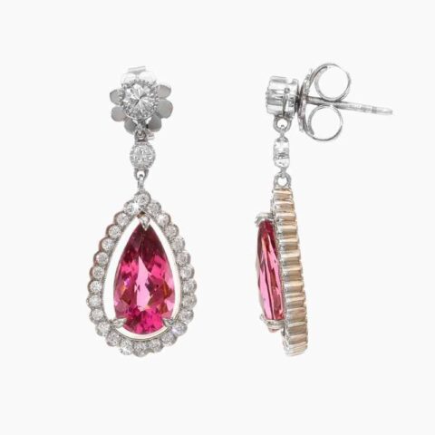 Pink Tourmaline diamond earrings