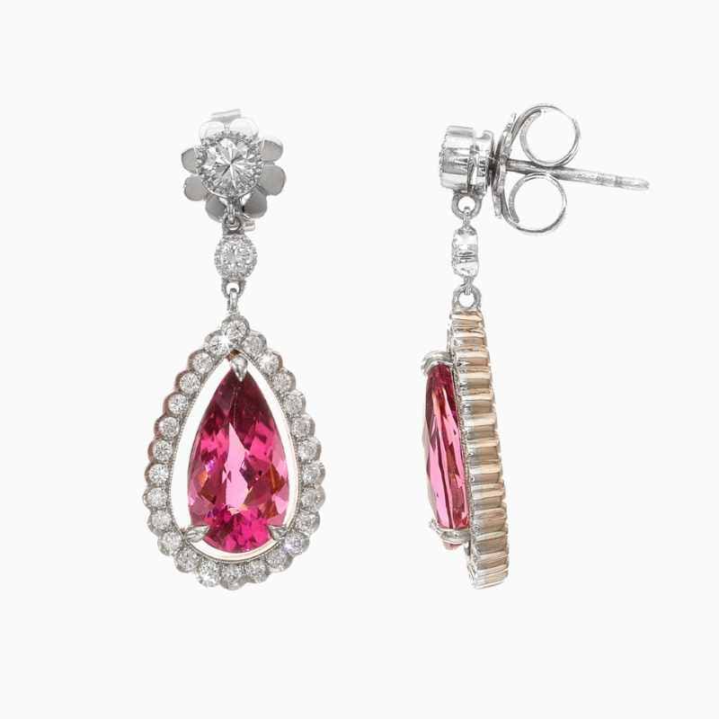 Pink Tourmaline diamond earrings