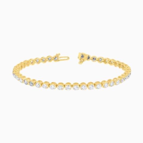 Lab Grown Diamond Cupcake Set Tennis Bracelet with lab grown diamonds in 14k solid gold golden