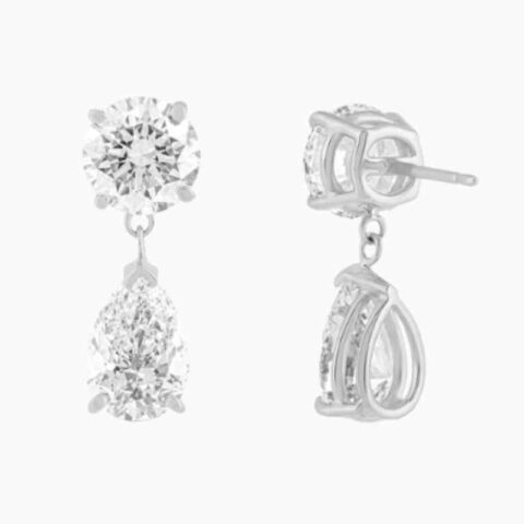 IGI Pear Shaped Lab Grown Diamond Drop Earrings